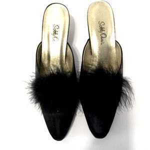 VINTAGE SOLELY OURS Satin House Slipper Mules (See Item Description)